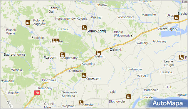 mapa Wełnin, Wełnin na mapie Targeo