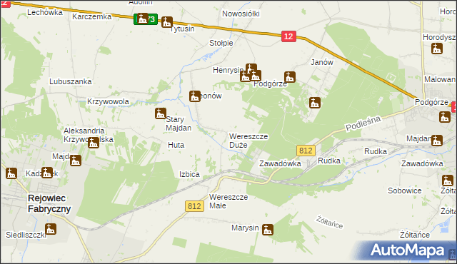 mapa Wereszcze Duże, Wereszcze Duże na mapie Targeo