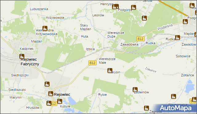 mapa Wereszcze Małe, Wereszcze Małe na mapie Targeo