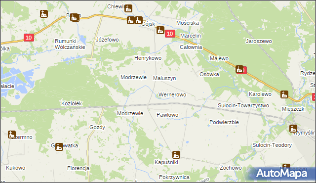 mapa Wernerowo, Wernerowo na mapie Targeo