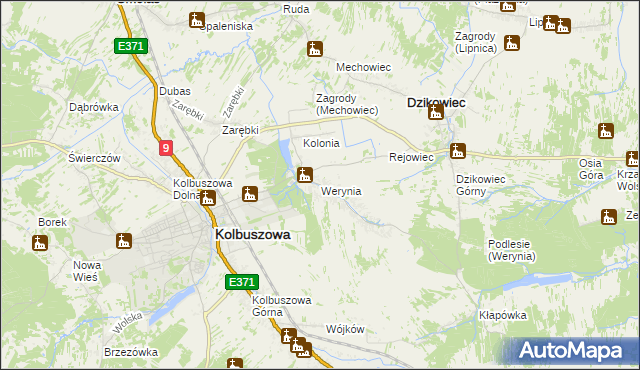 mapa Werynia, Werynia na mapie Targeo