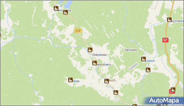 mapa Wesołowo gmina Wielbark, Wesołowo gmina Wielbark na mapie Targeo