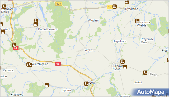 mapa Węża, Węża na mapie Targeo