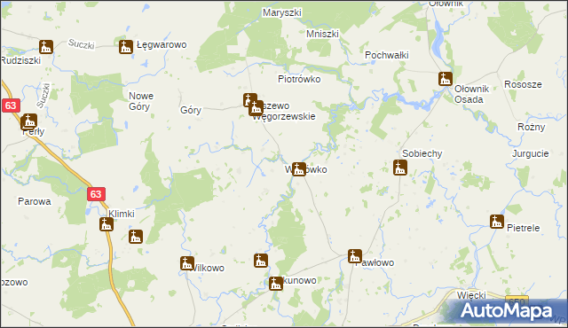 mapa Wężówko, Wężówko na mapie Targeo