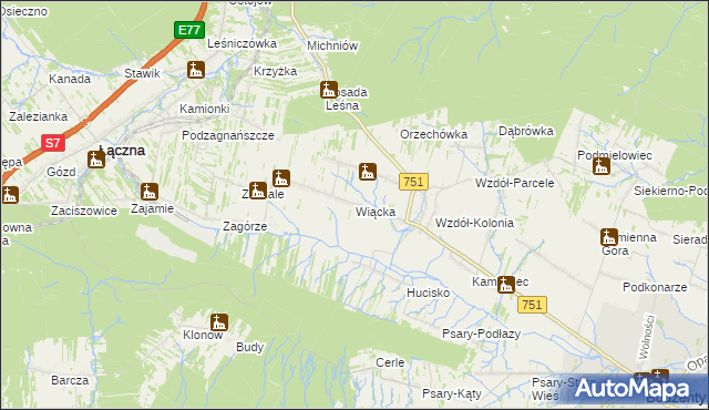 mapa Wiącka, Wiącka na mapie Targeo