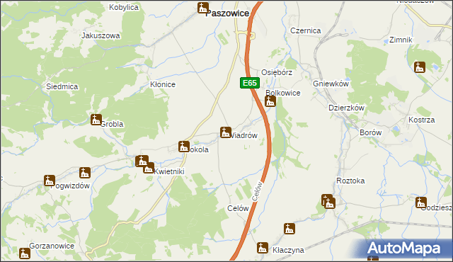 mapa Wiadrów, Wiadrów na mapie Targeo