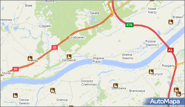 mapa Wiąskie Piaski, Wiąskie Piaski na mapie Targeo