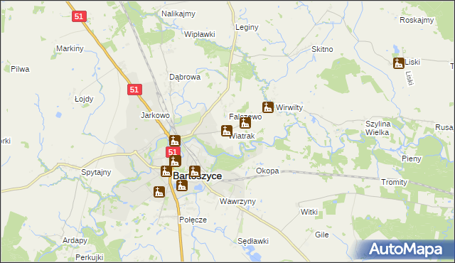 mapa Wiatrak gmina Bartoszyce, Wiatrak gmina Bartoszyce na mapie Targeo