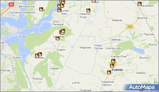 mapa Wiązowa gmina Kramsk, Wiązowa gmina Kramsk na mapie Targeo