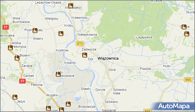 mapa Wiązownica powiat jarosławski, Wiązownica powiat jarosławski na mapie Targeo