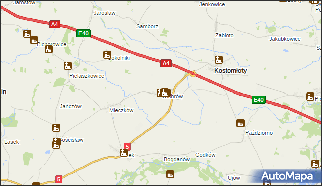 mapa Wichrów gmina Kostomłoty, Wichrów gmina Kostomłoty na mapie Targeo