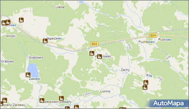 mapa Wichrowiec gmina Janowo, Wichrowiec gmina Janowo na mapie Targeo