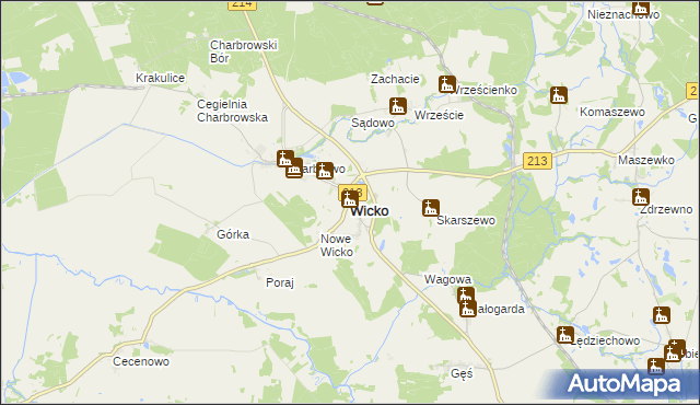 mapa Wicko powiat lęborski, Wicko powiat lęborski na mapie Targeo