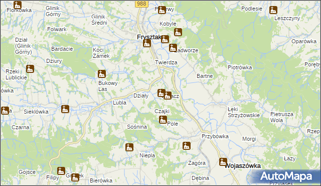 mapa Widacz gmina Frysztak, Widacz gmina Frysztak na mapie Targeo