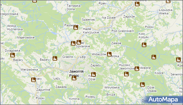 mapa Widaczów, Widaczów na mapie Targeo
