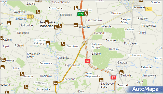 mapa Widoma gmina Iwanowice, Widoma gmina Iwanowice na mapie Targeo