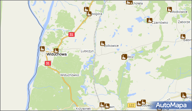 mapa Widuchowa-Stacja, Widuchowa-Stacja na mapie Targeo