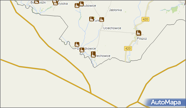 mapa Wiechowice, Wiechowice na mapie Targeo