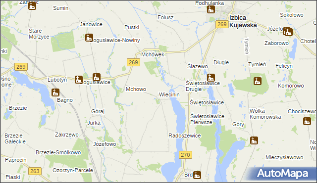 mapa Wiecinin, Wiecinin na mapie Targeo