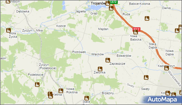 mapa Więcków, Więcków na mapie Targeo