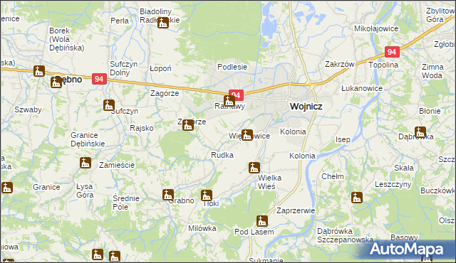 mapa Więckowice gmina Wojnicz, Więckowice gmina Wojnicz na mapie Targeo