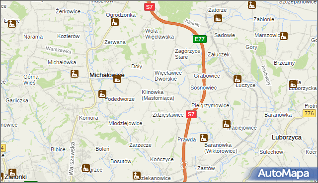 mapa Więcławice Stare, Więcławice Stare na mapie Targeo