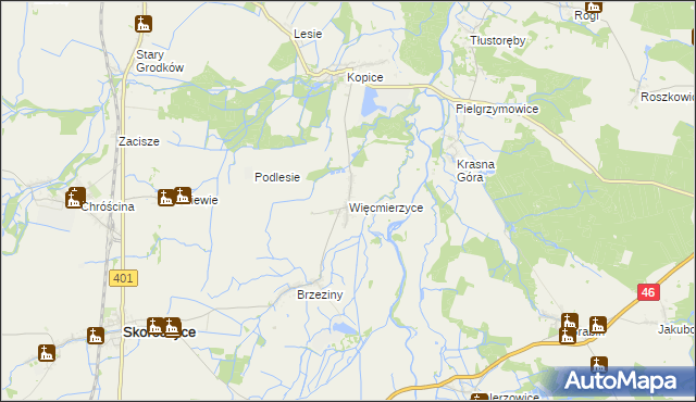 mapa Więcmierzyce, Więcmierzyce na mapie Targeo