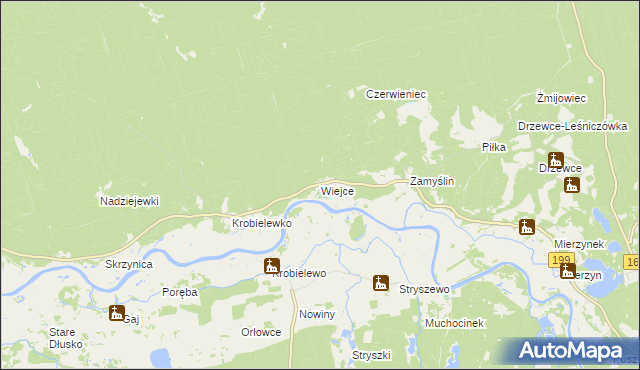 mapa Wiejce, Wiejce na mapie Targeo