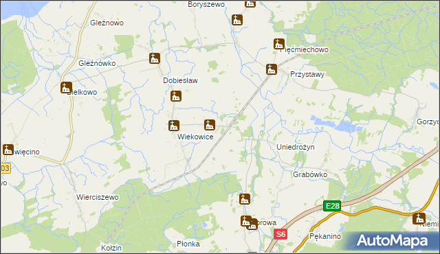 mapa Wiekowo gmina Darłowo, Wiekowo gmina Darłowo na mapie Targeo