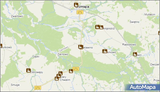 mapa Wielawino, Wielawino na mapie Targeo