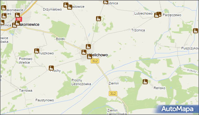 mapa Wielichowo-Wieś, Wielichowo-Wieś na mapie Targeo