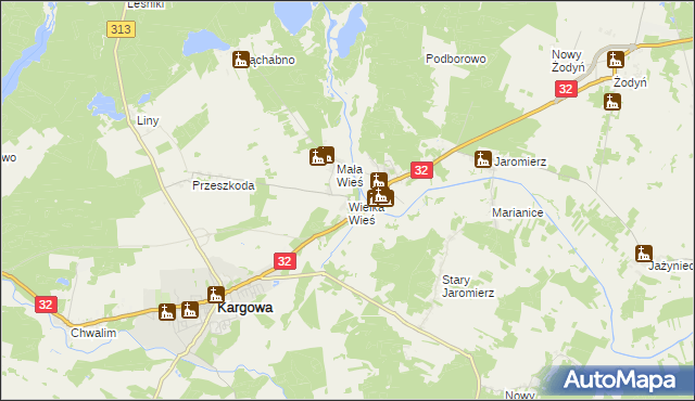 mapa Wielka Wieś gmina Siedlec, Wielka Wieś gmina Siedlec na mapie Targeo