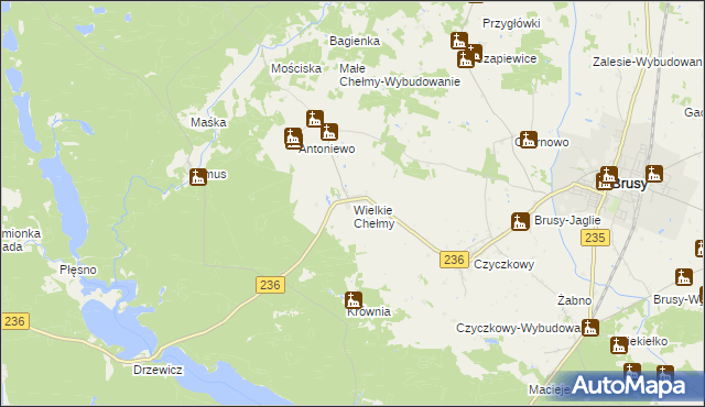 mapa Wielkie Chełmy, Wielkie Chełmy na mapie Targeo