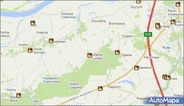 mapa Wielkie Łunawy, Wielkie Łunawy na mapie Targeo