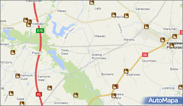 mapa Wielkie Rychnowo, Wielkie Rychnowo na mapie Targeo