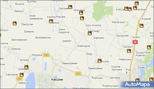 mapa Wielkopole gmina Kleczew, Wielkopole gmina Kleczew na mapie Targeo