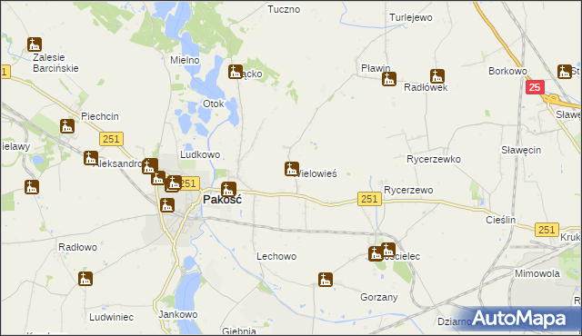 mapa Wielowieś gmina Pakość, Wielowieś gmina Pakość na mapie Targeo