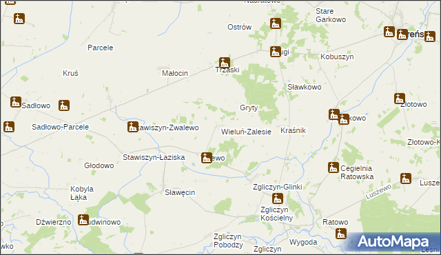 mapa Wieluń-Zalesie, Wieluń-Zalesie na mapie Targeo