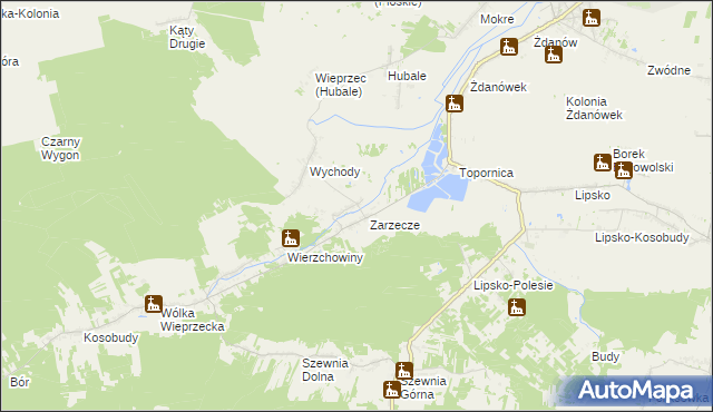 mapa Wieprzec gmina Zamość, Wieprzec gmina Zamość na mapie Targeo