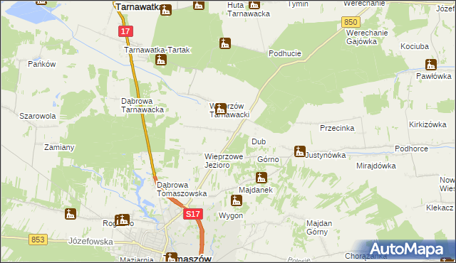 mapa Wieprzów Ordynacki, Wieprzów Ordynacki na mapie Targeo