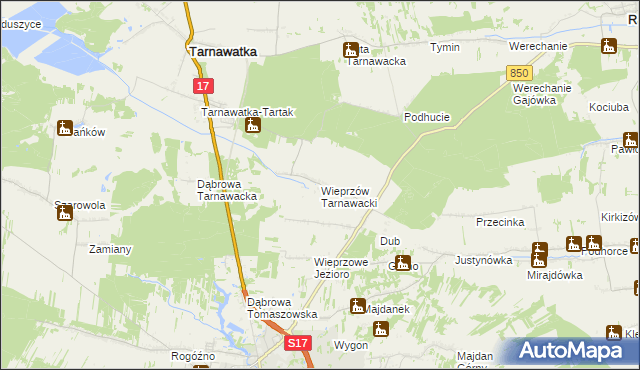 mapa Wieprzów Tarnawacki, Wieprzów Tarnawacki na mapie Targeo