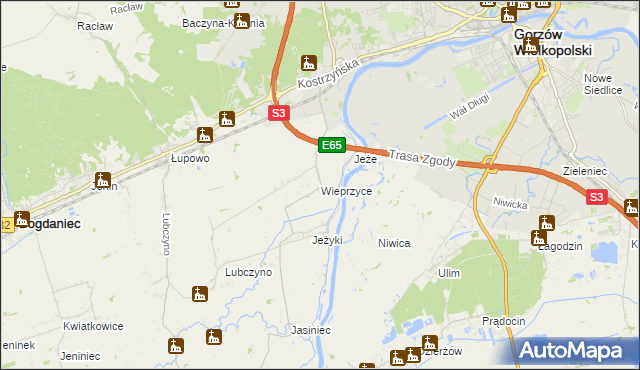 mapa Wieprzyce, Wieprzyce na mapie Targeo