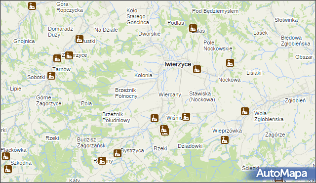 mapa Wiercany, Wiercany na mapie Targeo