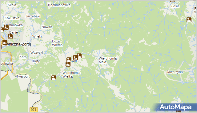 mapa Wierchomla Mała, Wierchomla Mała na mapie Targeo