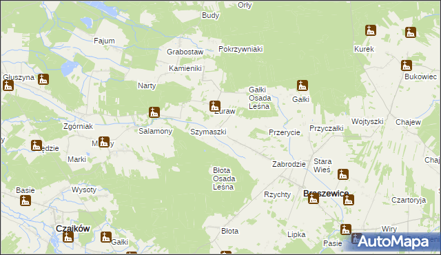 mapa Wiertelaki, Wiertelaki na mapie Targeo
