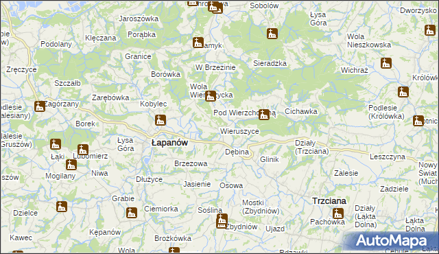 mapa Wieruszyce, Wieruszyce na mapie Targeo