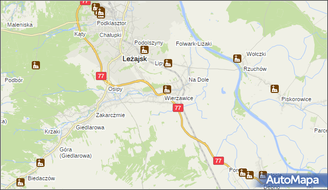 mapa Wierzawice, Wierzawice na mapie Targeo