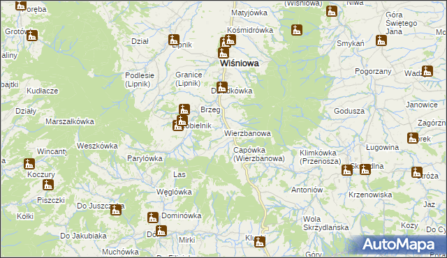 mapa Wierzbanowa, Wierzbanowa na mapie Targeo