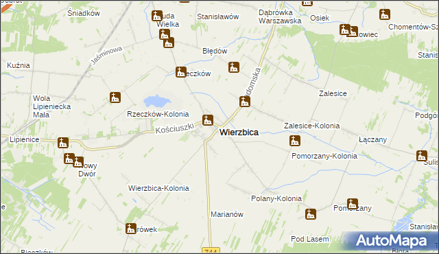 mapa Wierzbica powiat radomski, Wierzbica powiat radomski na mapie Targeo