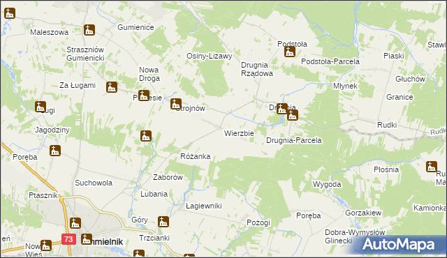 mapa Wierzbie gmina Pierzchnica, Wierzbie gmina Pierzchnica na mapie Targeo